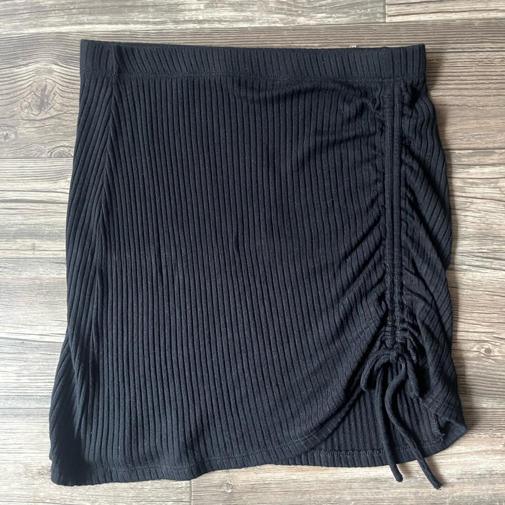 Reformation Black Ribbed Mini Skirt